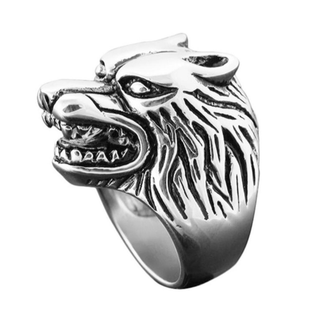 Werewolf Biker Wolf Ring Full Moon Punk Retro Goth